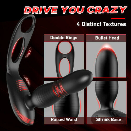 
                  
                    Alfred Low Noise 10 Thrusting Vibrating Double Cock Rings Silicone Prostate Massager
                  
                