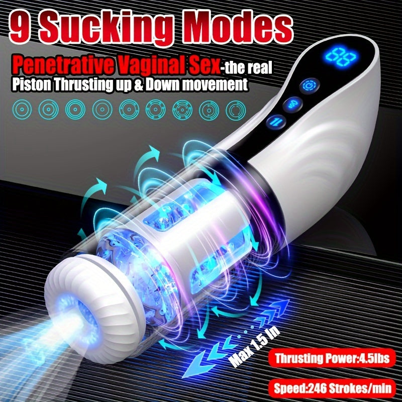1pc Male Masturbator Sex Toy Male Masturbation Cup 9 Telescopic Frequencies, 9 Sucking Frequencies, 9 Rotating Frequencies, USB Charging, Adult Products, Sex Toy