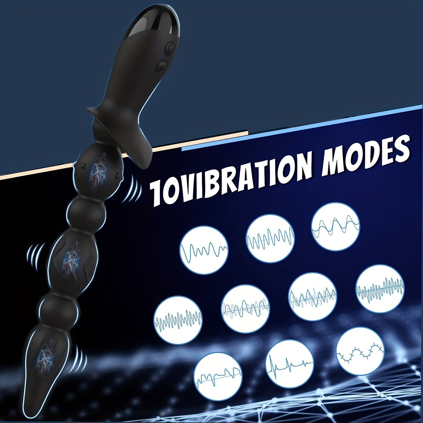 
                  
                    10-Mode Rechargeable Vibrating Anal Beads Plug: Graduated Design Silicone Anal Vibrator With 3 Reinforced Motors for Men, Women & Couples
                  
                