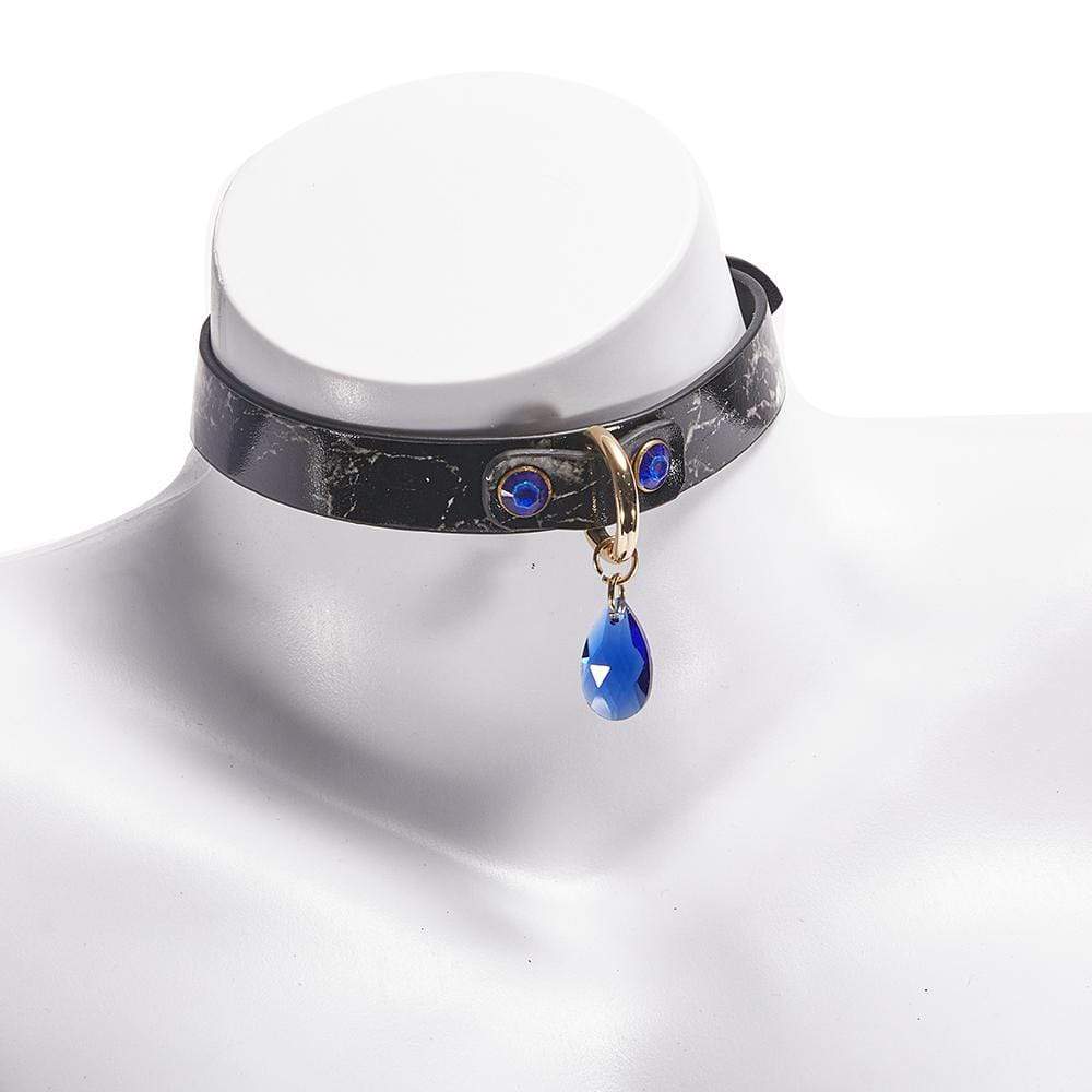 
                  
                    Marble-Pattern Leather Gem Collar
                  
                